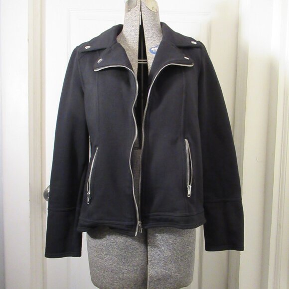 Style & Co Knit Motorcycle Moto Jacket Black, Long Sleeve Zippers Soft, Small - Picture 8 of 15
